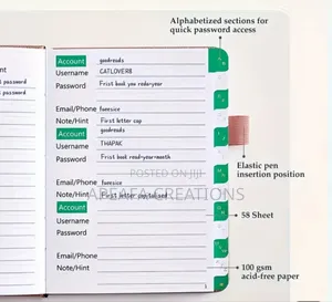 A6 Password Book Organizer