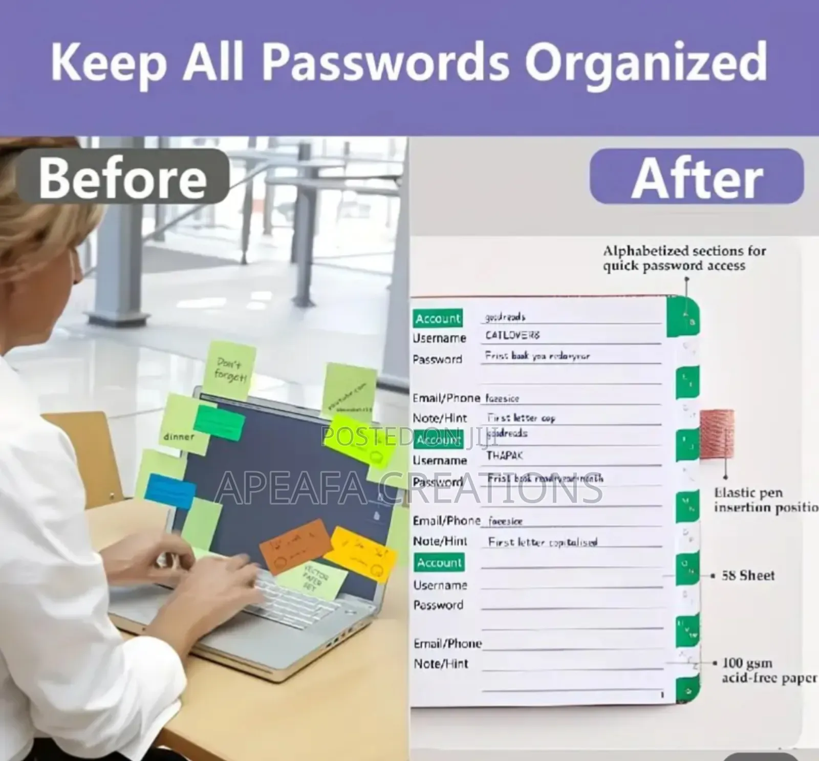 A6 Password Book Organizer
