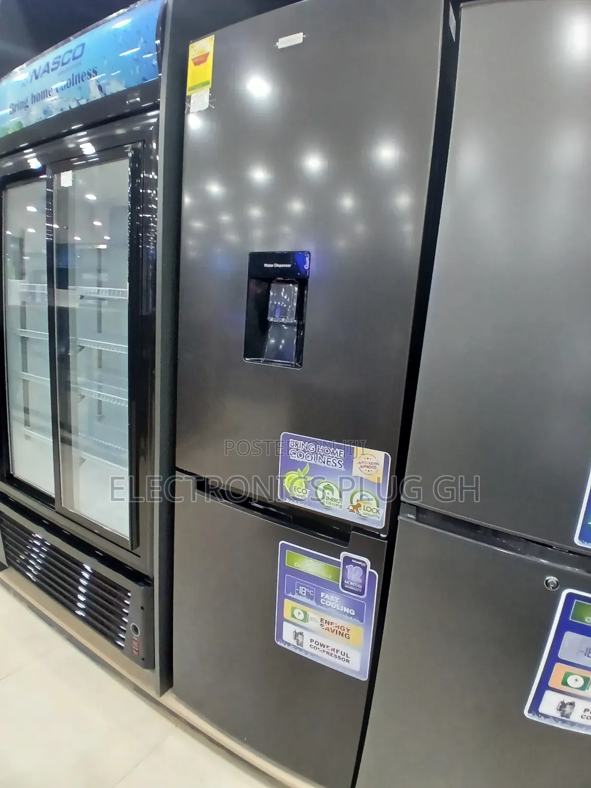 Nasco 307 Litres Double Door Bottom Freezer Water Dispenser
