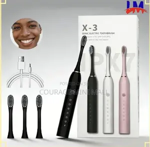 Waterproof Electric Toothbrush + 4 Brush Heads - Black