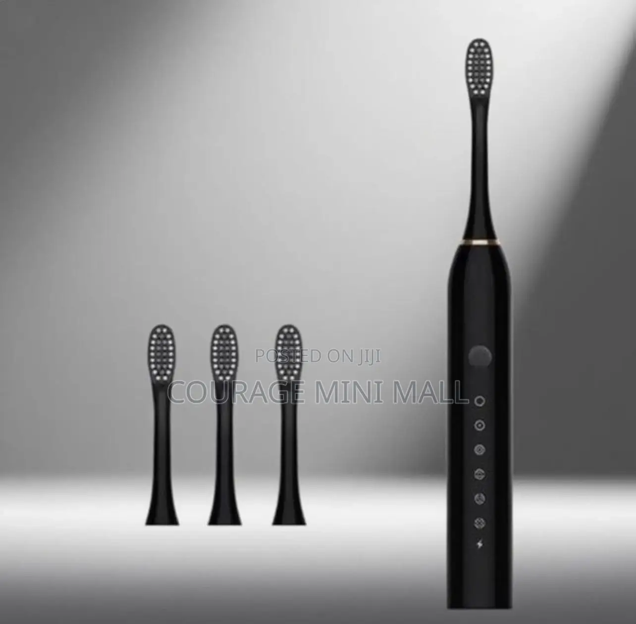 Waterproof Electric Toothbrush + 4 Brush Heads - Black