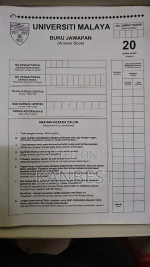 Examination Questions Answer Booklets