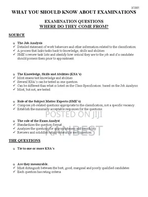 Examination Questions Answer Booklets