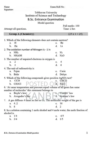 Examination Questions Answer Booklets