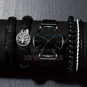 Elegant Luxury Analog Watch + Bracelet Gift Set for Men