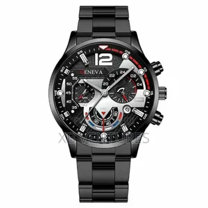 Luxury Stainless Steel Wrist Watch + Matching Bracelet Set for Men