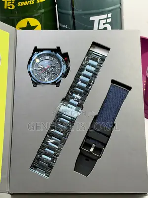 T5 Men's Chronograph Blue Watch Set With Two Interchangeable Straps.