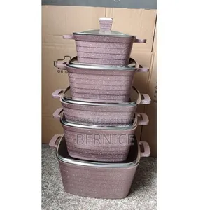 Non-Stick Granite Cooking Pot Set With Glass Lids – Durable Cookware