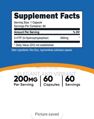 5-htp 200mg, 60 Capsules (5-hydroxytryptophan) Gluten Free