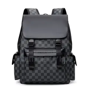 Men’S Faux Leather Flap-top Backpack (Monogram Design)