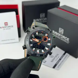 Naviforce Men's Leather Strap Analog-digital Sport Watch