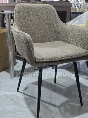 Dining Arm Chair With Black Metal Legs