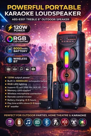 8" Rechargeable Loud Bt Radio RGB Loud Karaoke Speaker