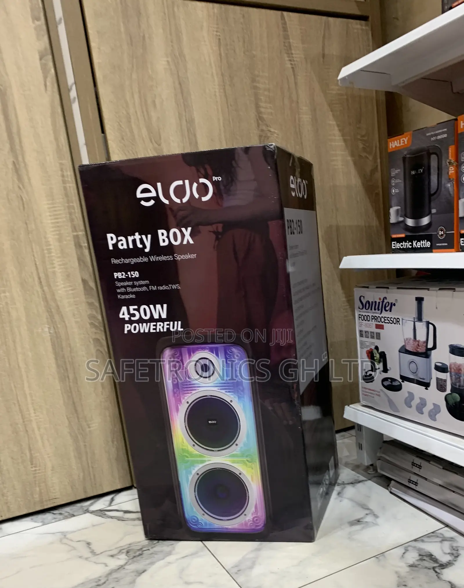 Order Black 450 Watts Bluetooth Eldo Pb2-150 Double 8” Speaker