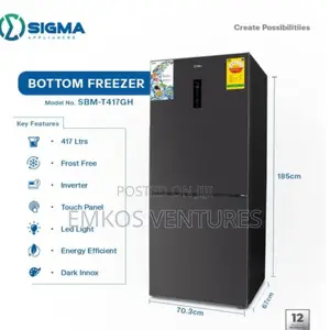 Sigma 417l Double Door Bottom Freezer Fridge SBMF-T417w