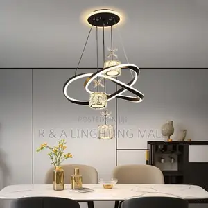 Modern Crystal Led Pendant Lamp - 48w - Black/Gold
