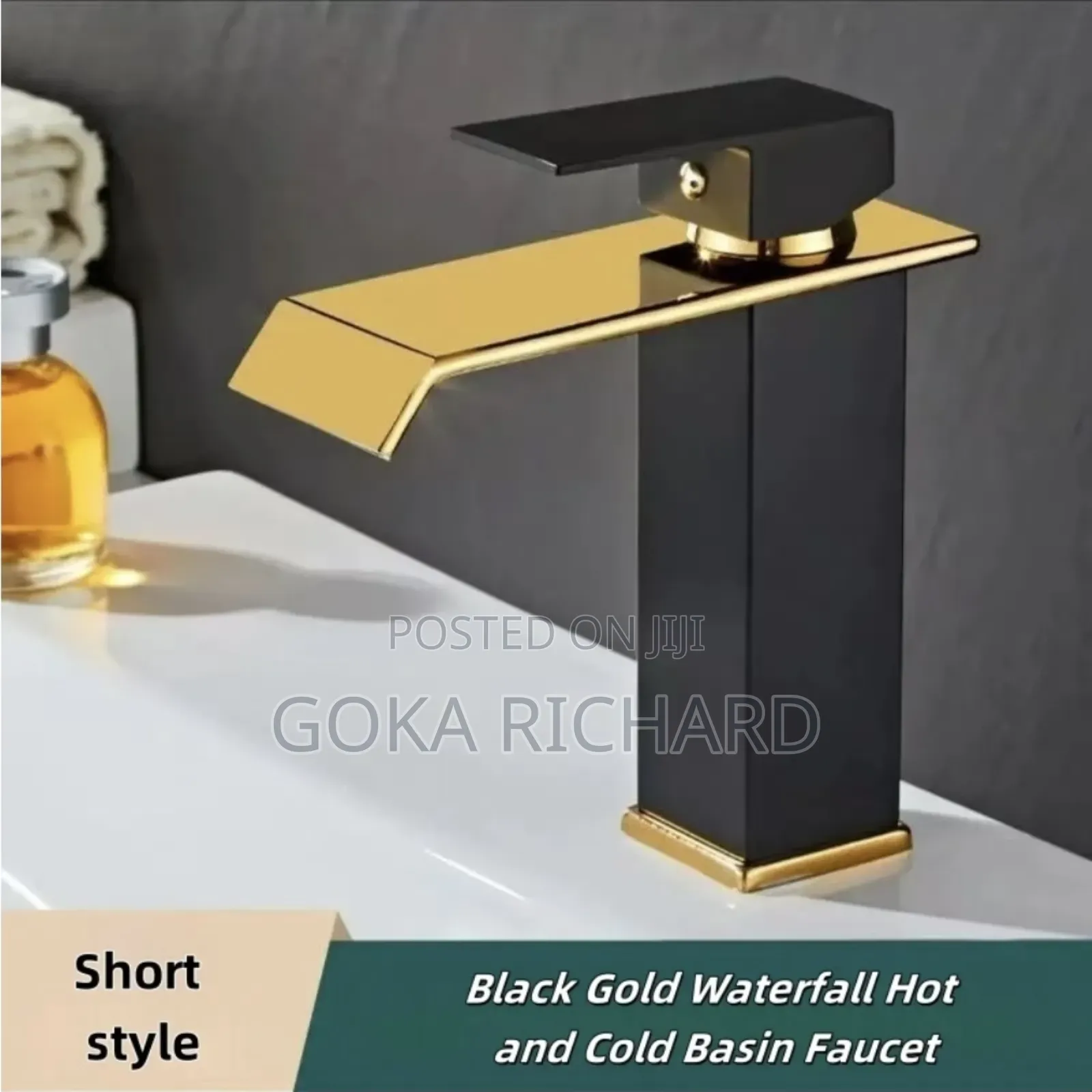 Modern Luxury Black and Gold Basin Faucet Tap