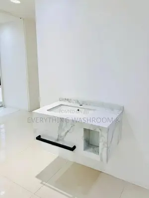 Bathroom Marble 80cm Vanity Cabinet With Oval Led Mirror