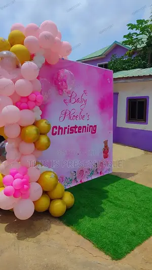 Baby Christening Balloon Backdrop Available for Your Next Event.