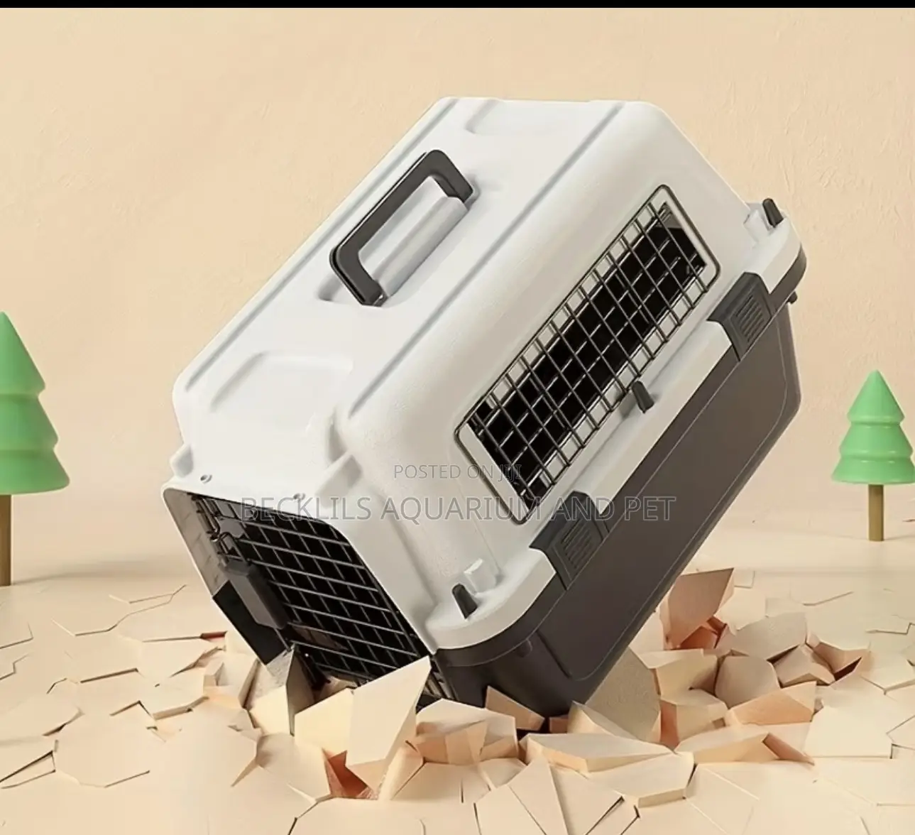 Ash and Cream Flight Plastic Dog and Cat Cage