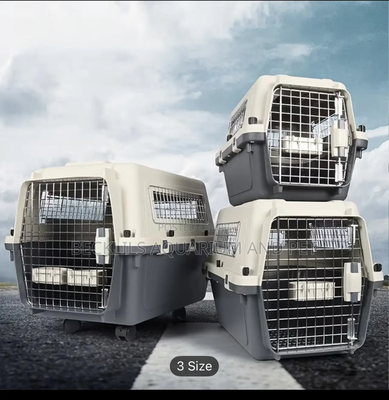 Ash and Cream Flight Plastic Dog and Cat Cage