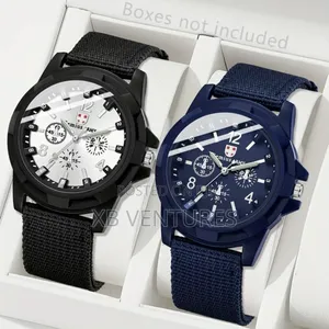 Casual Digital Scale Display, Canvas Strap Watches - 2pcs