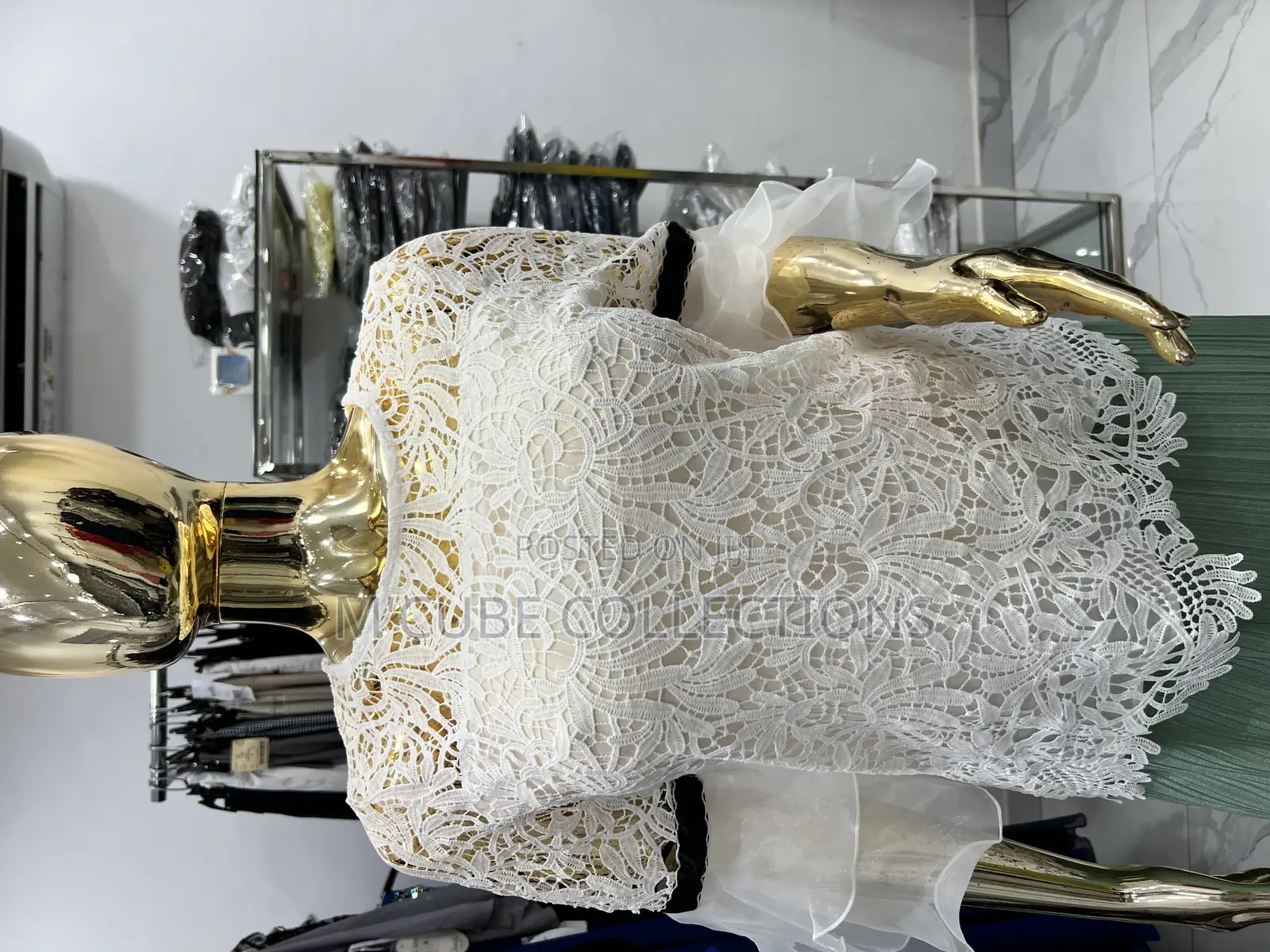 Women’S White Lace Top With Chiffon Bell Sleeves-Elegant and Airy