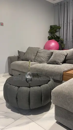 Grey Material Ottoman Center Table
