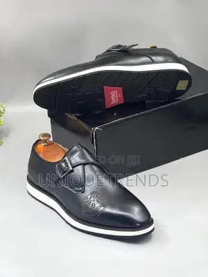 Berluti Single Monk Strap Leather Shoe (Black White)