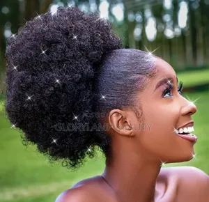 Short Afro Kinky Curly Ponytail Extension For Women