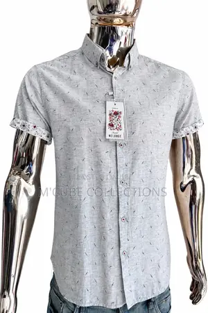 Men's Casual Chambray Short-Sleeve Shirt