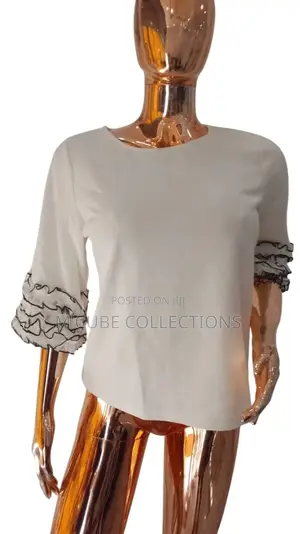 Cream Ruffle-Sleeve Blouse