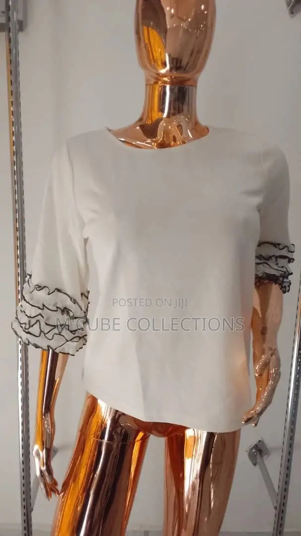 Cream Ruffle-Sleeve Blouse