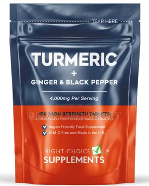 Turmeric, Ginger + Black Pepper 4000mg- 180 Curcumin Tablets