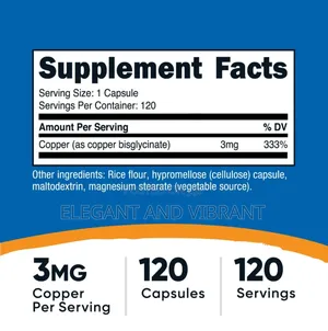 Copper Glycinate Capsules (120 Capsules, 3mg Copper Per Serving)