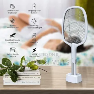 Electric Mosquito Killer Swatter Bat Racket With Stand.
