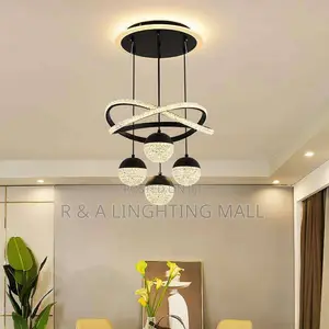 Modern Crystal Led Pendant Lamp - 48w - Black/Gold