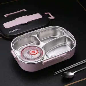 304 Stainless Steel Bento Lunch Box, 4 Compartment
