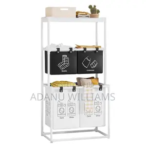 3 Layer Foldable Multi-compartment Laundry Basket With Dividers