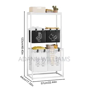 3 Layer Foldable Multi-compartment Laundry Basket With Dividers