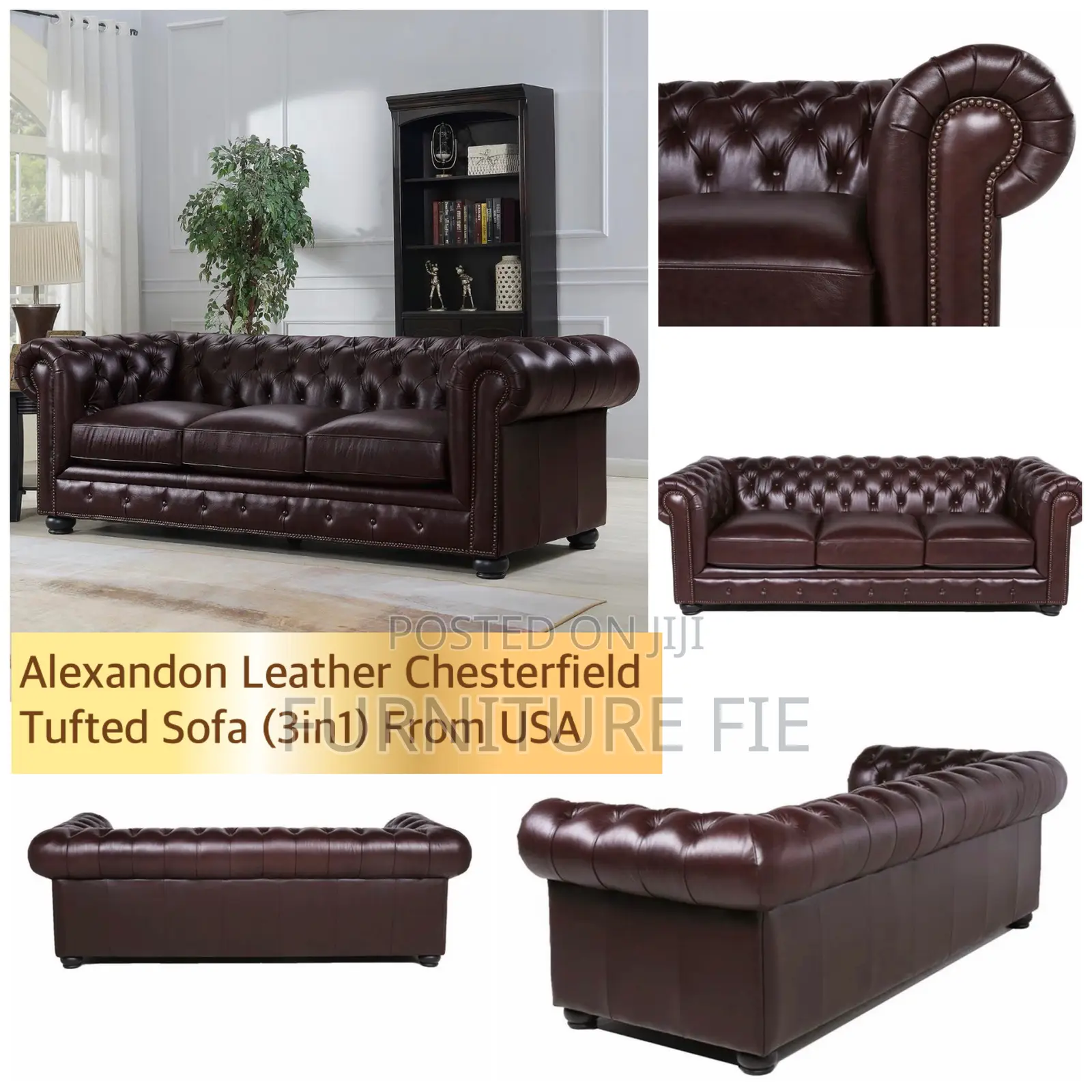Alexandon Leather Chesterfield Tufted Sofa With Roll Arm From Usa