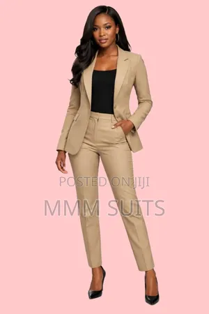 Elegant and Classic 2-Piece Ladies' Trousers Suit in Brown