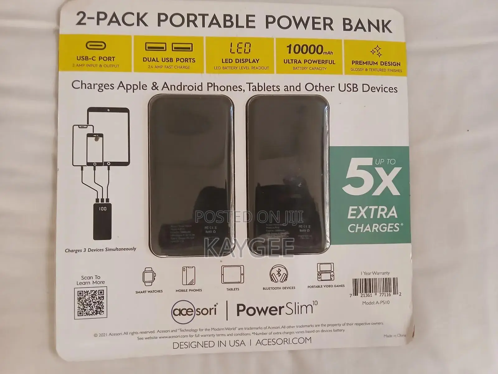 2 Pack Portable Powe Bank