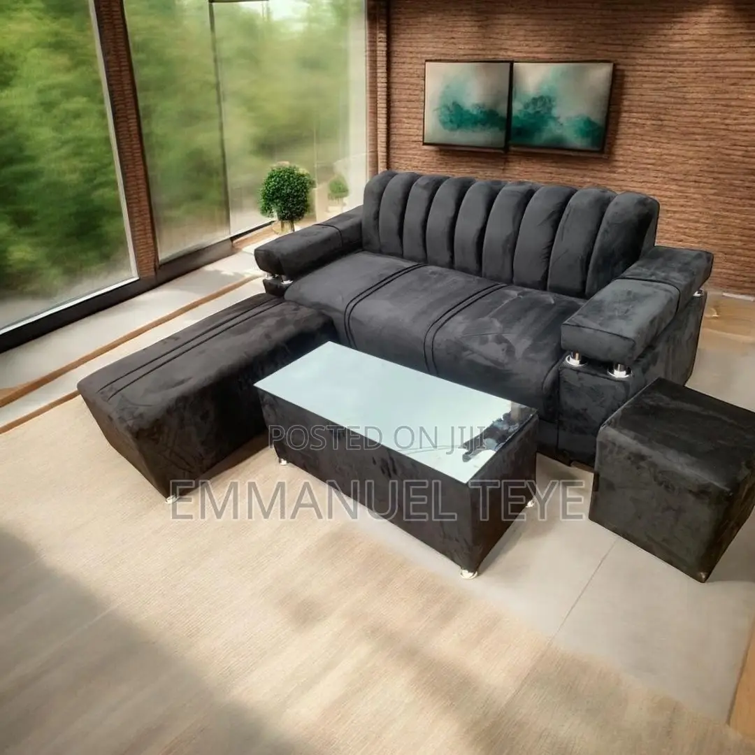 Stylish Black Fabric Sofa