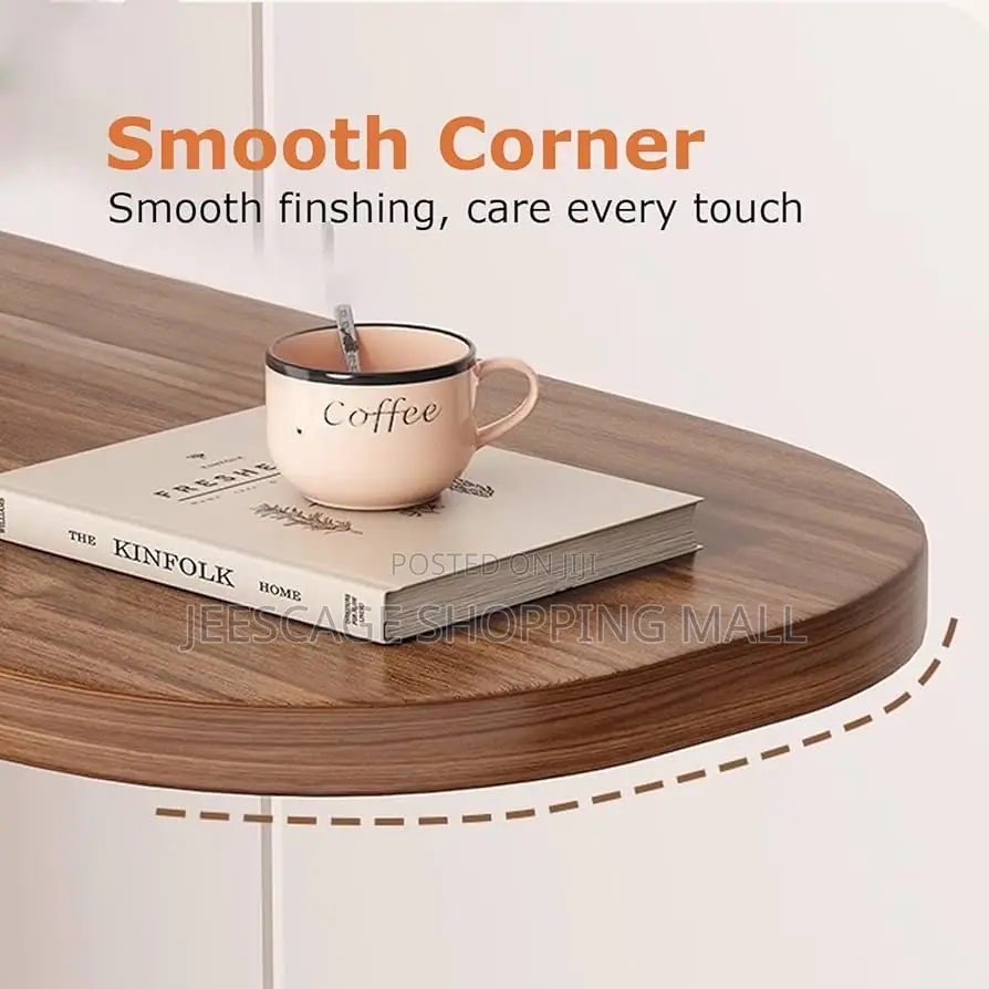 C-Shaped Side Table for Sofa Bed | Wooden Modern Coffee Table