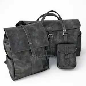 3piece Vintage Leather Travel Bag Set–Duffel,Backpack Crossbody Pouch