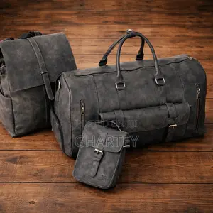 Vintage High Quality 3-Piece Leather Travel Bag Set Available