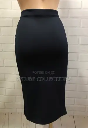 Classic Black Pencil Midi Skirt