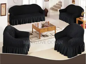 Elastic Skirt Black Sofa Covers