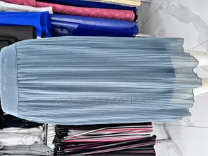 Dusty Blue Pleated Midi Skirt